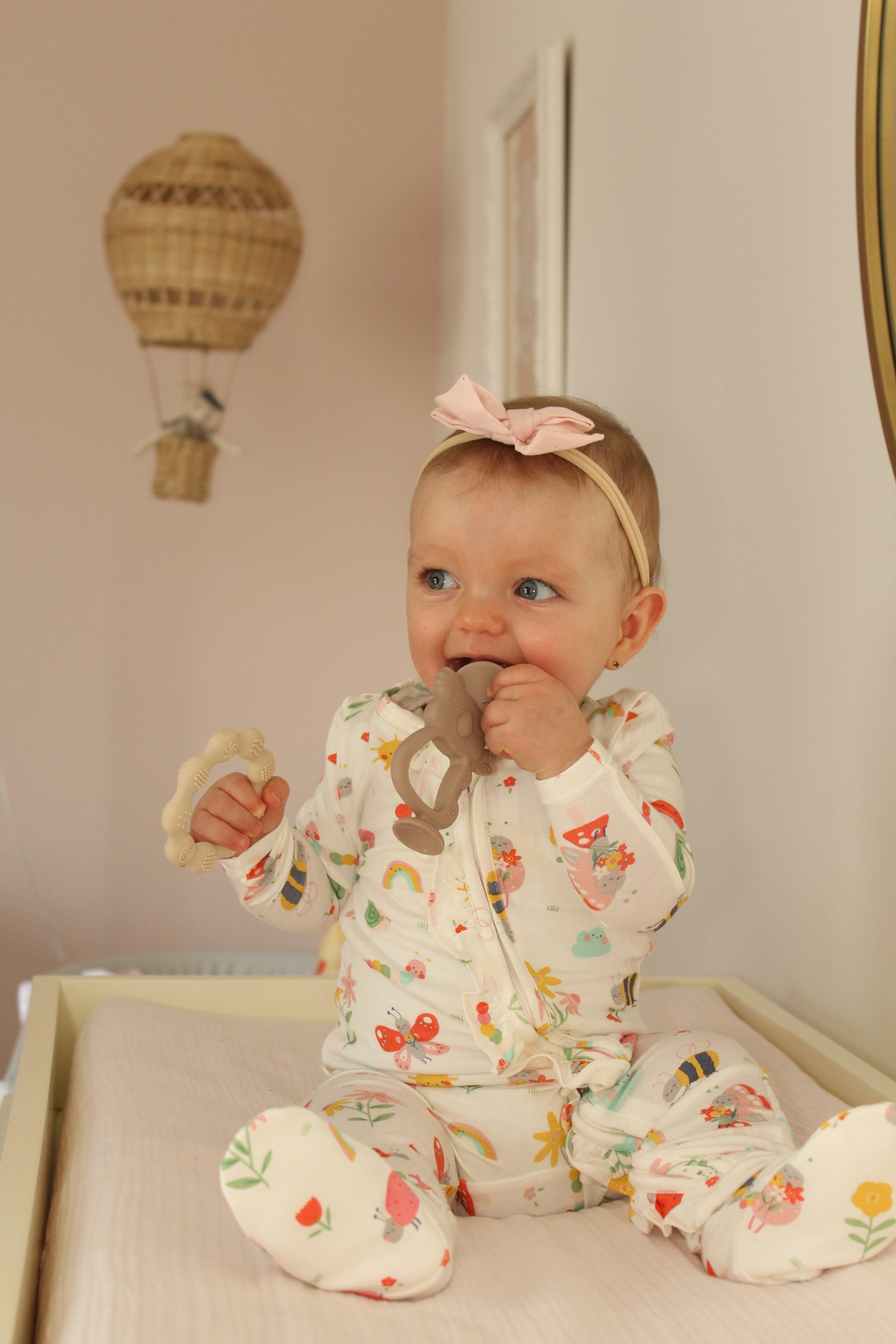Garden Creatures White 2 Way Ruffle Zipper Footie